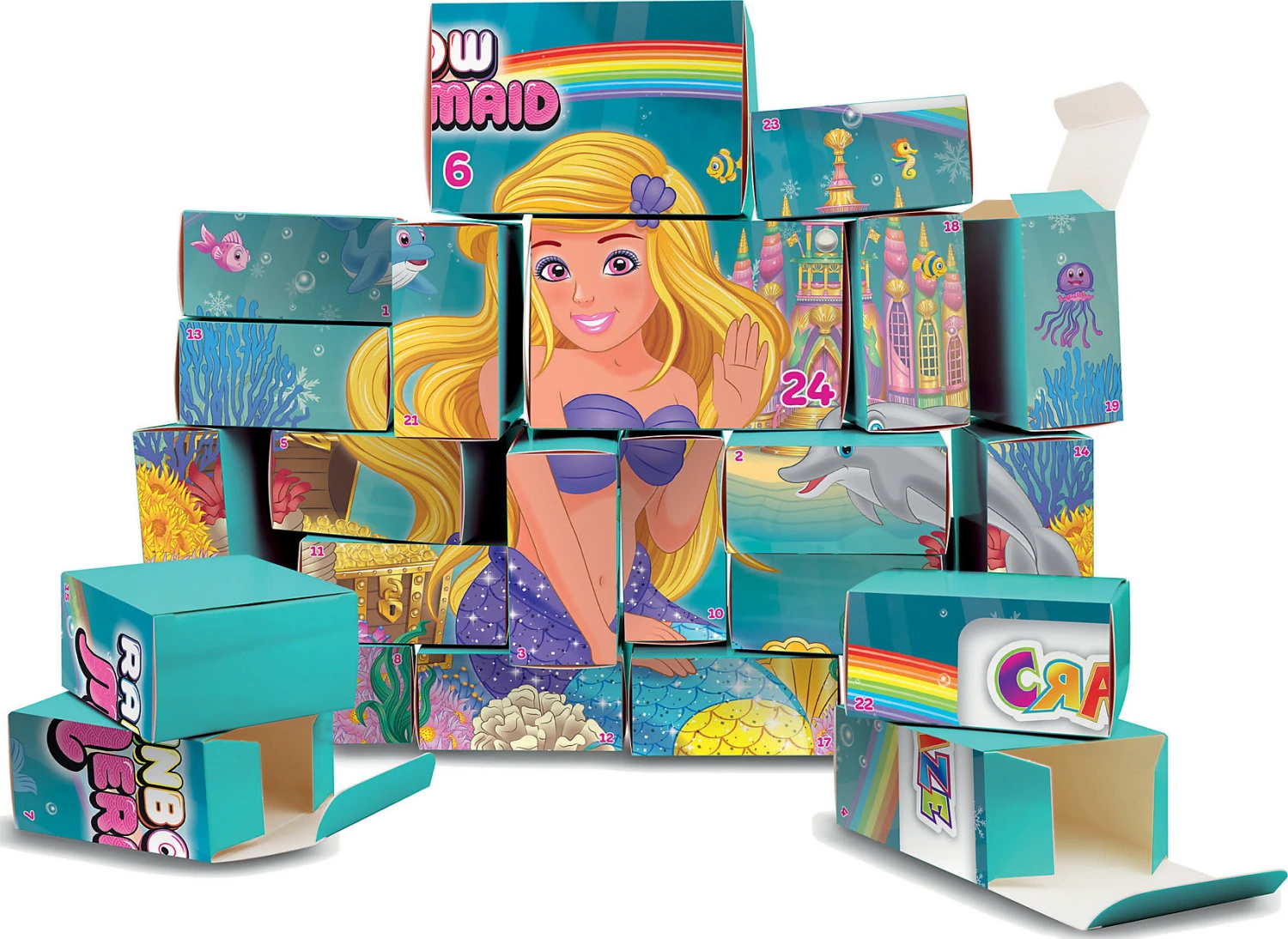 Adventskalender Zum Befüllen Regenbogen Meerjungfrau 33 X 29,5 X 7,6 Cm 1 Adventskalender Zum Befüllen Regenbogen Meerjungfrau 33 X 29,5 X 7,6 Cm