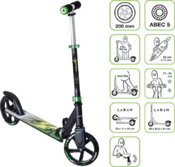 Aluminium Scooter 200 Mm Schwarz-Grün-Gelb 9 Aluminium Scooter 200 Mm Schwarz-Grün-Gelb -Spielzeugladen muuwmi aluminium scooter 200 mm schwarz grun gelb 4