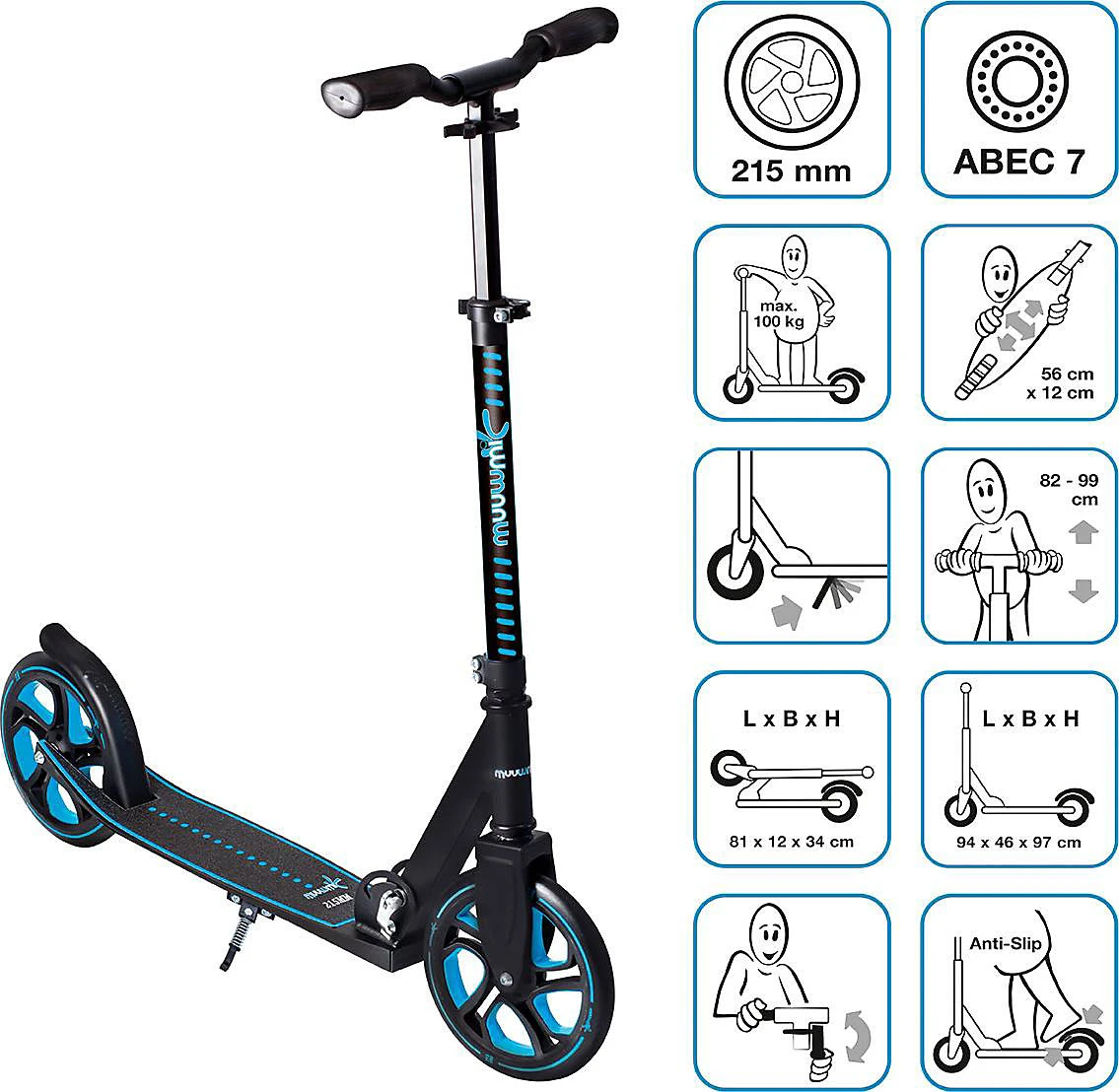 Aluminium Scooter Pro 215 Mm Blau 6 Aluminium Scooter Pro 215 Mm Blau – Bild 6