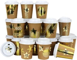 Adventskalender Kaffeebecher 200 Ml Braun-gold
