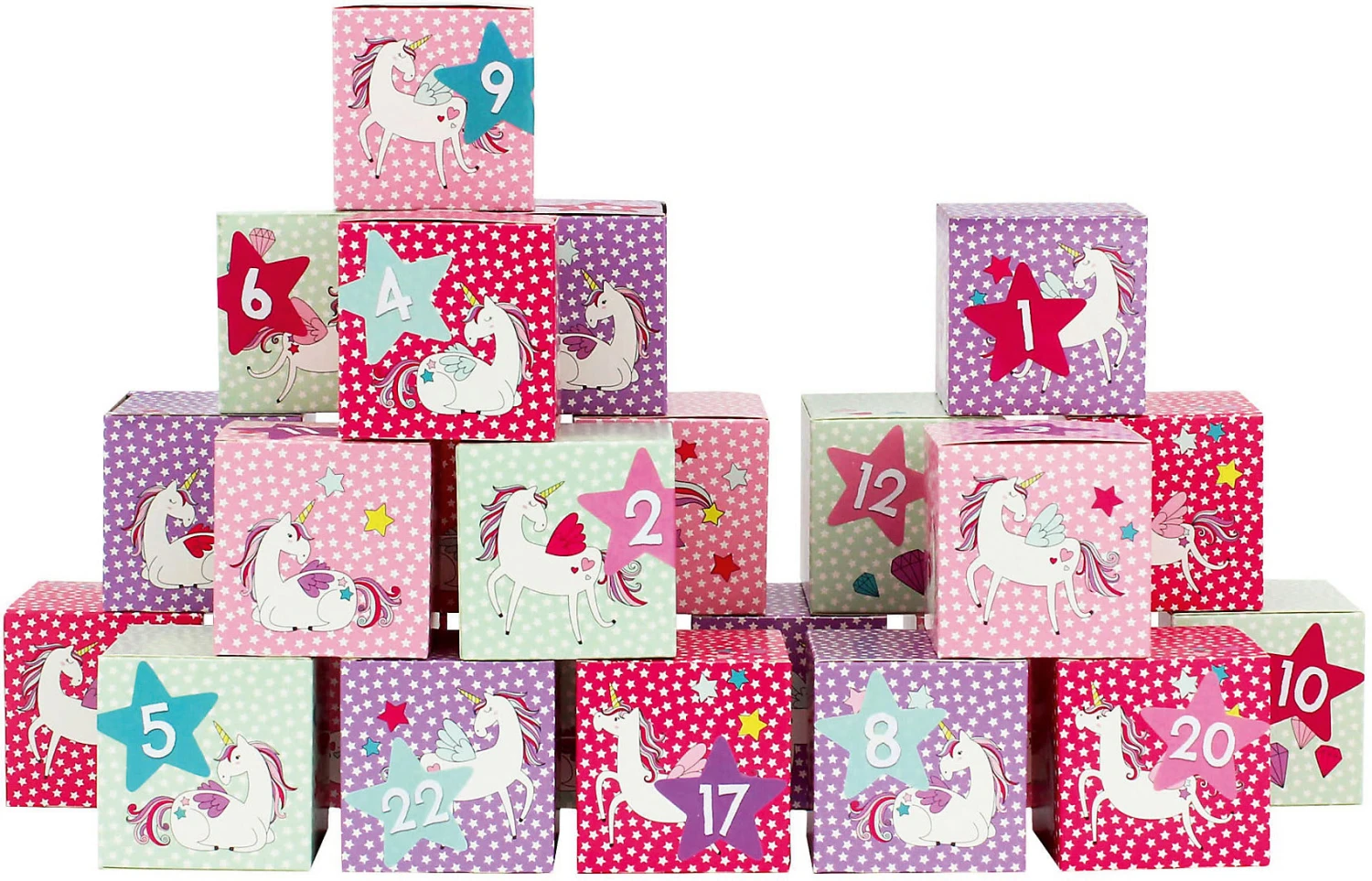 Adventskalender Kisten Bedruckt - Einhorn 1 Adventskalender Kisten Bedruckt - Einhorn